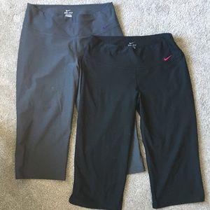 Two Nike dryfit crop workout pants